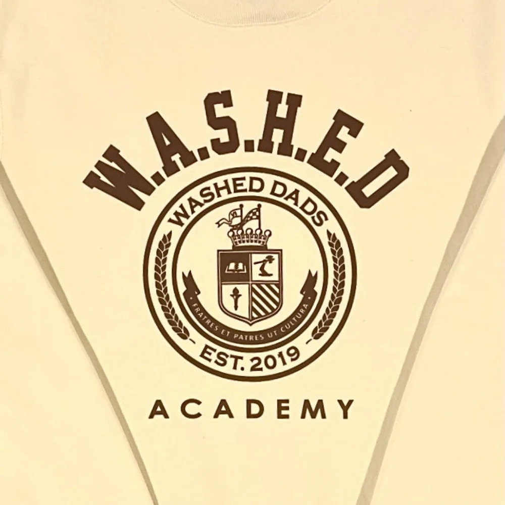 Washed Dads Academy Seal Mens Crewneck Sweatshirt | Size XL Mens